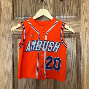 Unique blue and orange baseball jersey